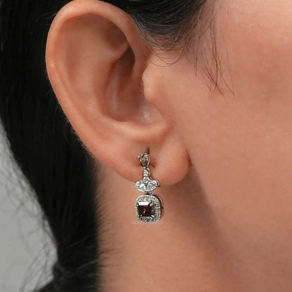 Chocalate Asscher Lab Diamond Drop Earrings Earrings