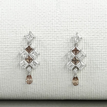 Champagne Princess Cut Lab Diamond Drop Earrings Earrings