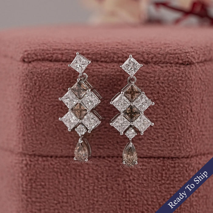 Brown Princess Lab Diamond Drop Earrings Earrings