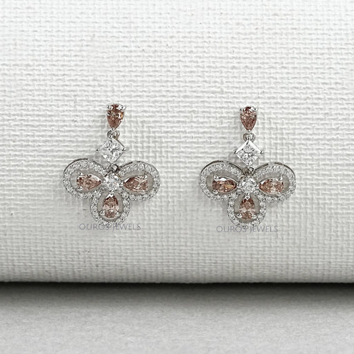 Champagne Pear Halo Dangle Earrings Earrings