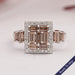 Fancy Brown Baguette Cut Lab Diamond Cluster Set Halo Ring Ring