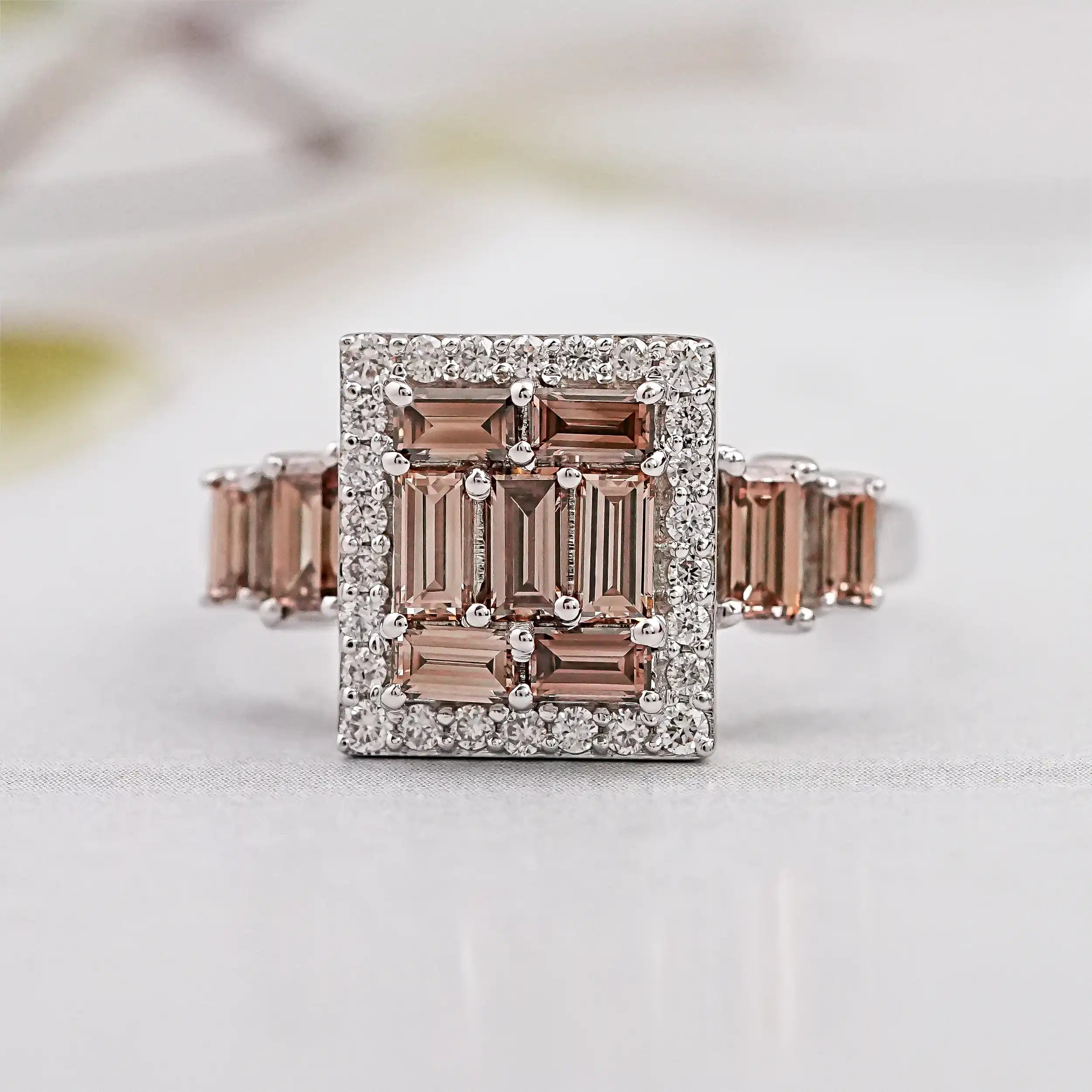 Baguette Cut Chocolate Diamond Ring
