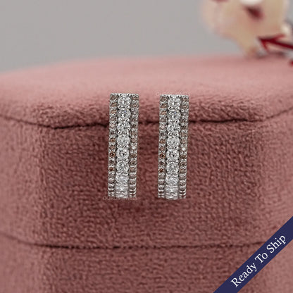 Brown Round Lab Diamond Bar Earrings Earrings