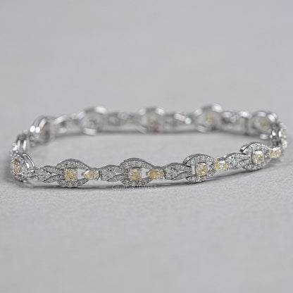 Yellow Cushion Cut Halo Link Bracelet Bracelet