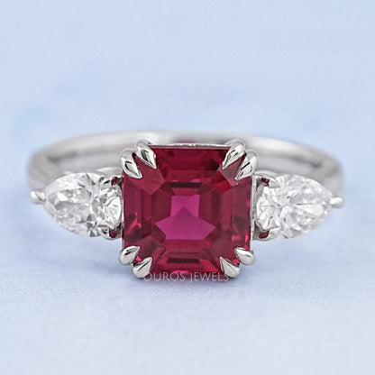 Ruby And Diamond Three Stone Ring Rings