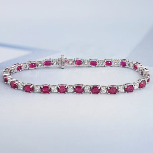 Ruby Oval Gemstone Bracelet