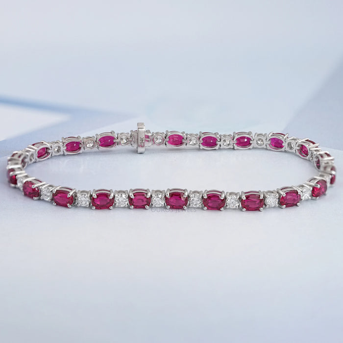 Ruby Oval Gemstone Bracelet