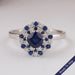 Blue Cushion Cut Lab Gemstone Double Halo Ring Ring