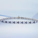 Three Stone Sapphire Round Cut Link Bracelet
