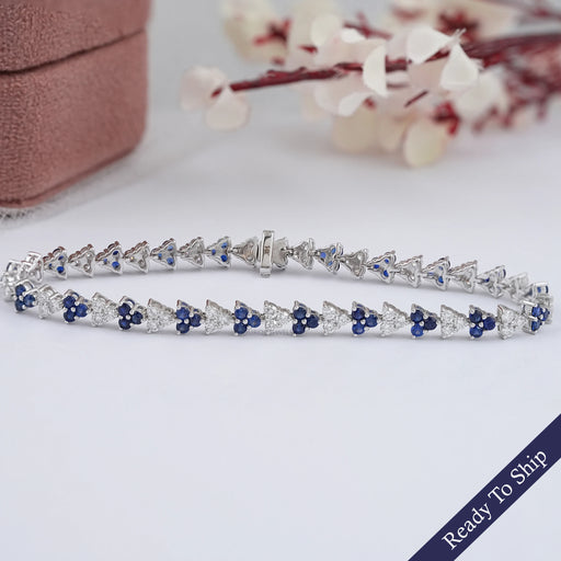 Sapphire Round Cut Three Stone Link Bracelet Bracelet