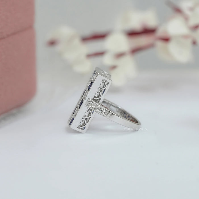 Sapphire Princess Gemstone And French Cut Vintage Ring Rings