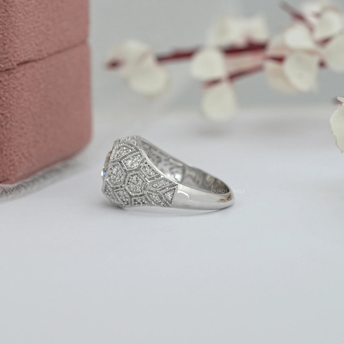 Old European Round Diamond Milgrain Wedding Ring Rings