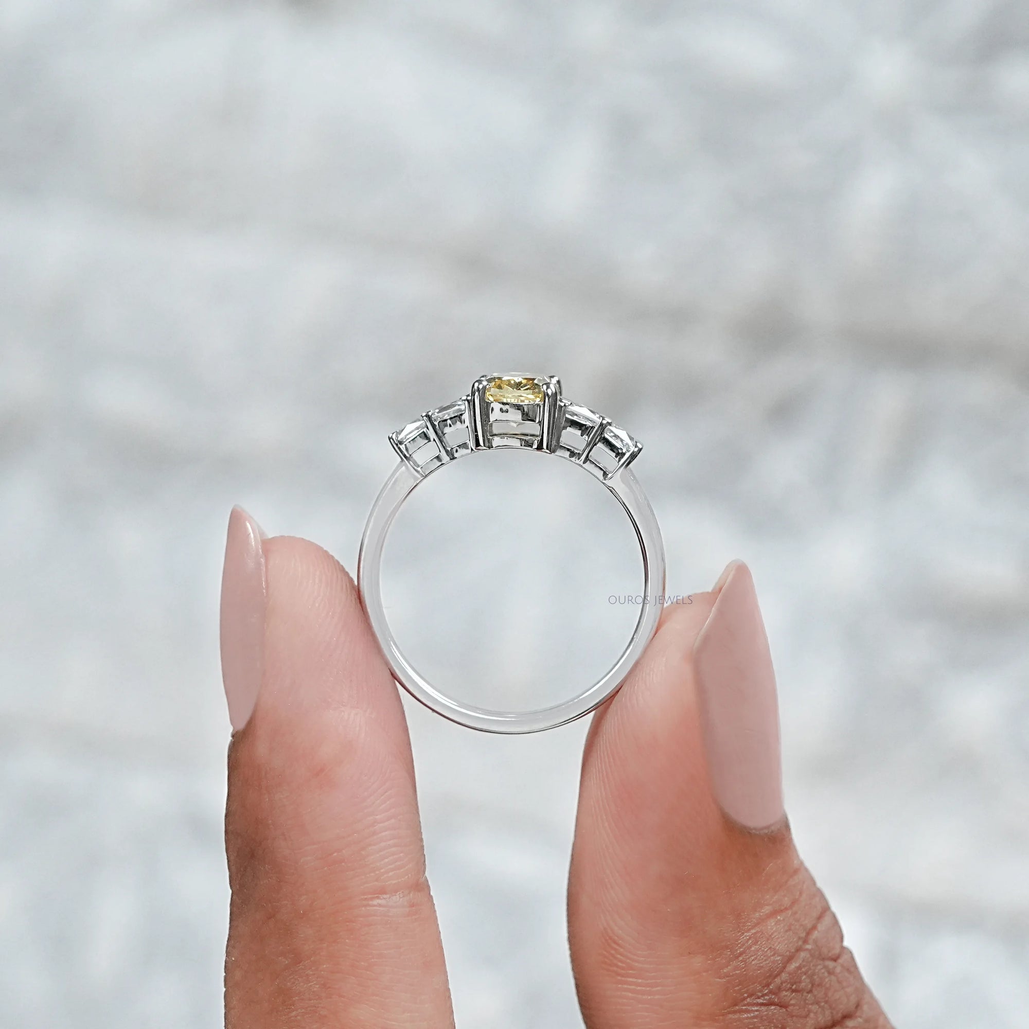 Yellow Cushion Lab Diamond Engagement Ring Rings