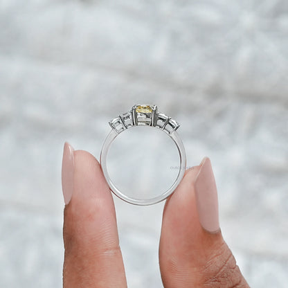 Yellow Cushion Lab Diamond Engagement Ring Rings