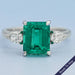 Three Stone Green Emerald Engagement Ring