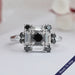 Black Round Diamond Halo Engagement Ring Rings