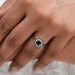 Black Round Diamond Double Halo Engagement Ring Rings