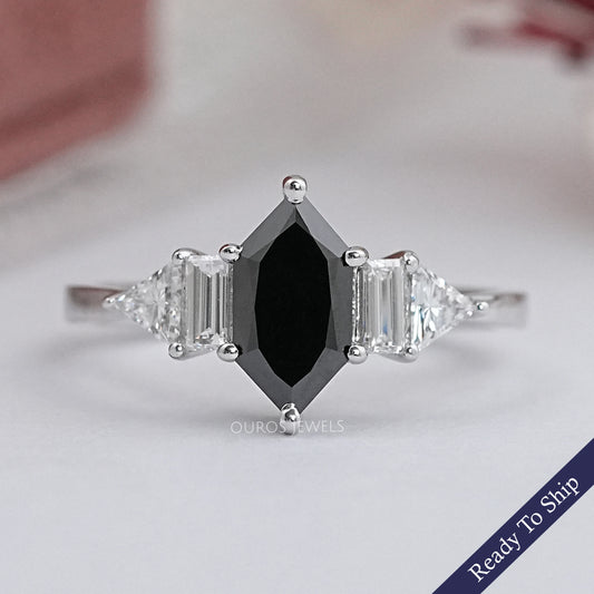 Black Dutch Marquise Cut Accent Anniversary Ring Rings