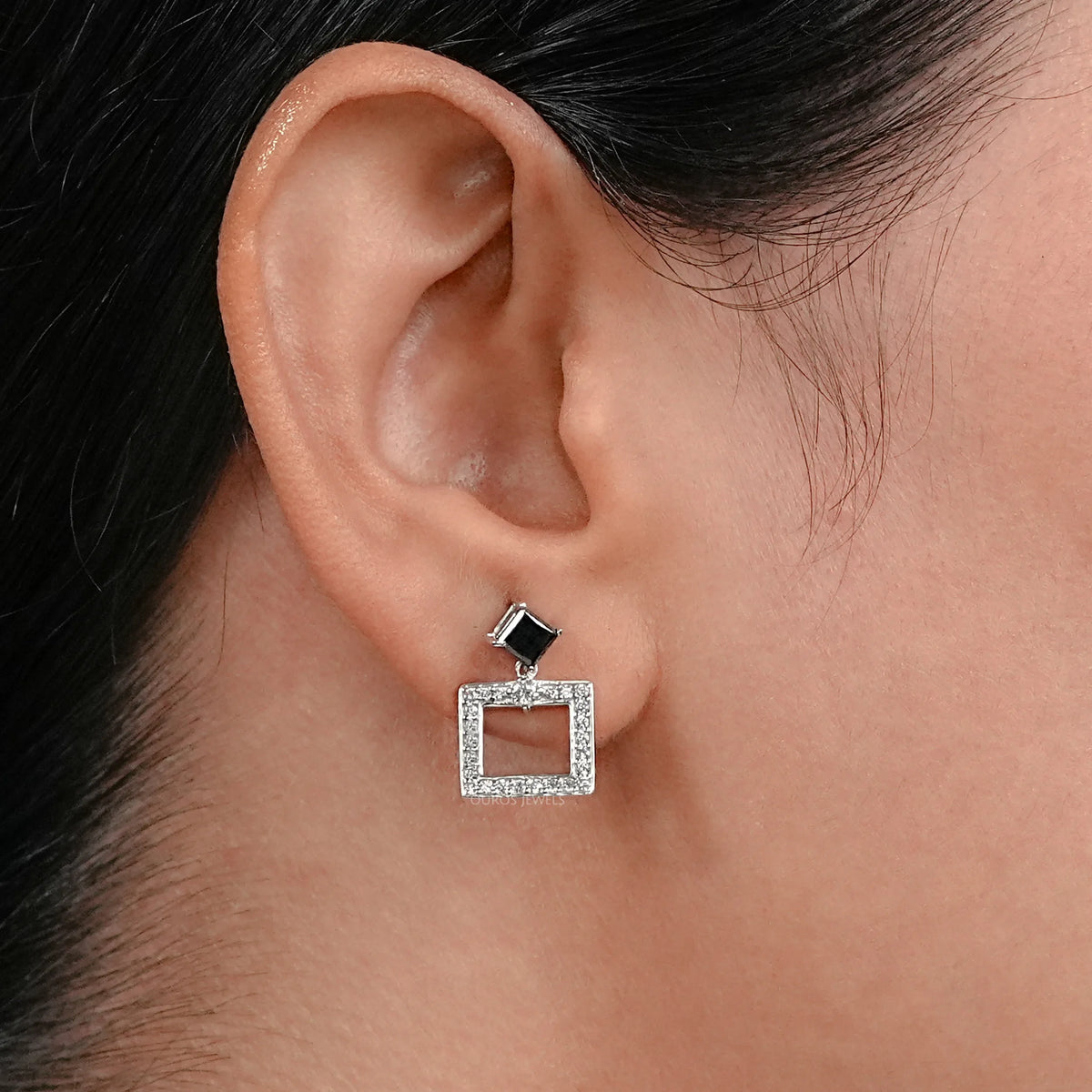 Black Princess Lab Diamond Drop Earrings Earrings