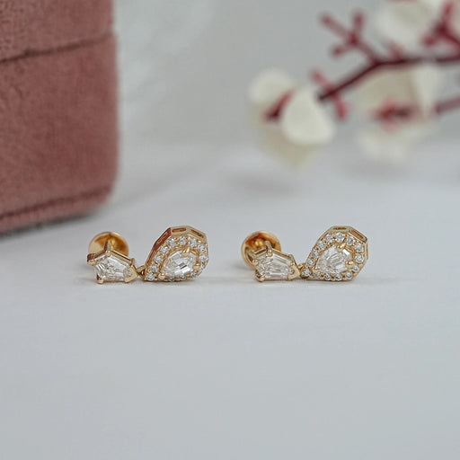 Step Cut Pear Diamond Halo Drop Dangle Earrings Earrings