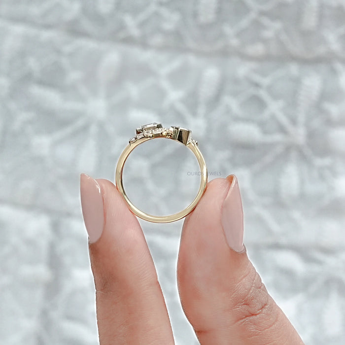 Step Shied Cut Bezel Set Bypass Wedding Ring Rings