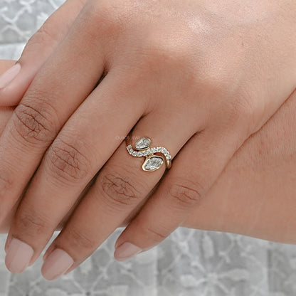 Step Shied Cut Bezel Set Bypass Wedding Ring Rings