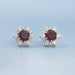 Floral Hexagon Cut Red Ruby Gemstone Cluster Stud Earrings Earring