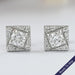 Round Cut Lab Diamond Small Square Stud Earrings