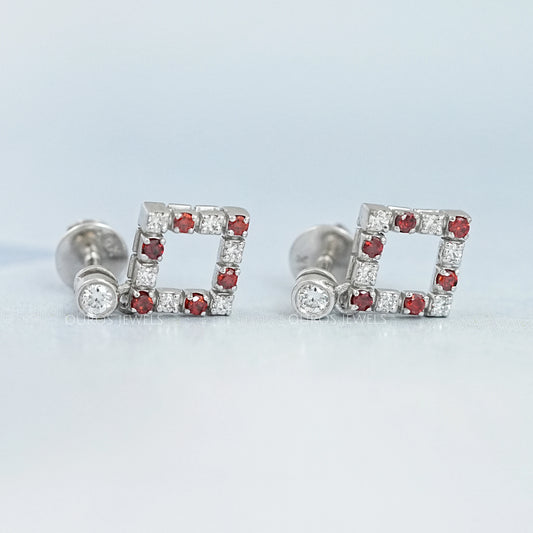 Bezel Set Round Ruby Gemstone Accent Drop Earrings Earring