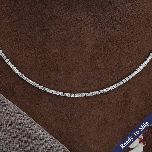 Round Lab Diamond Tennis Necklace Necklaces