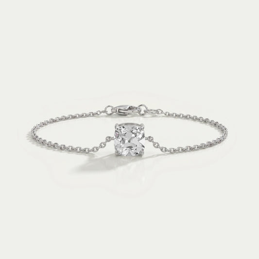 Square Old Mine Cushion Diamond Solitaire Bracelet