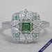 Green Asscher Lab Diamond Cluster Engagement Ring