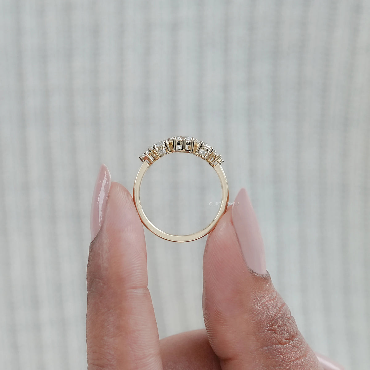 Five Stone Round And Marquise Diamond Engagement Ring Rings