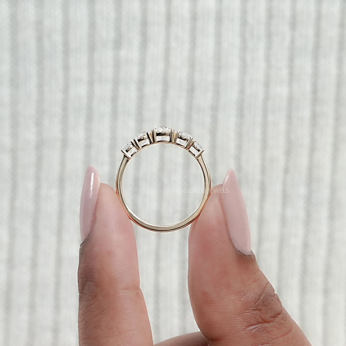 Cushion And Round Diamond Five Stone Engagement Ring Ring