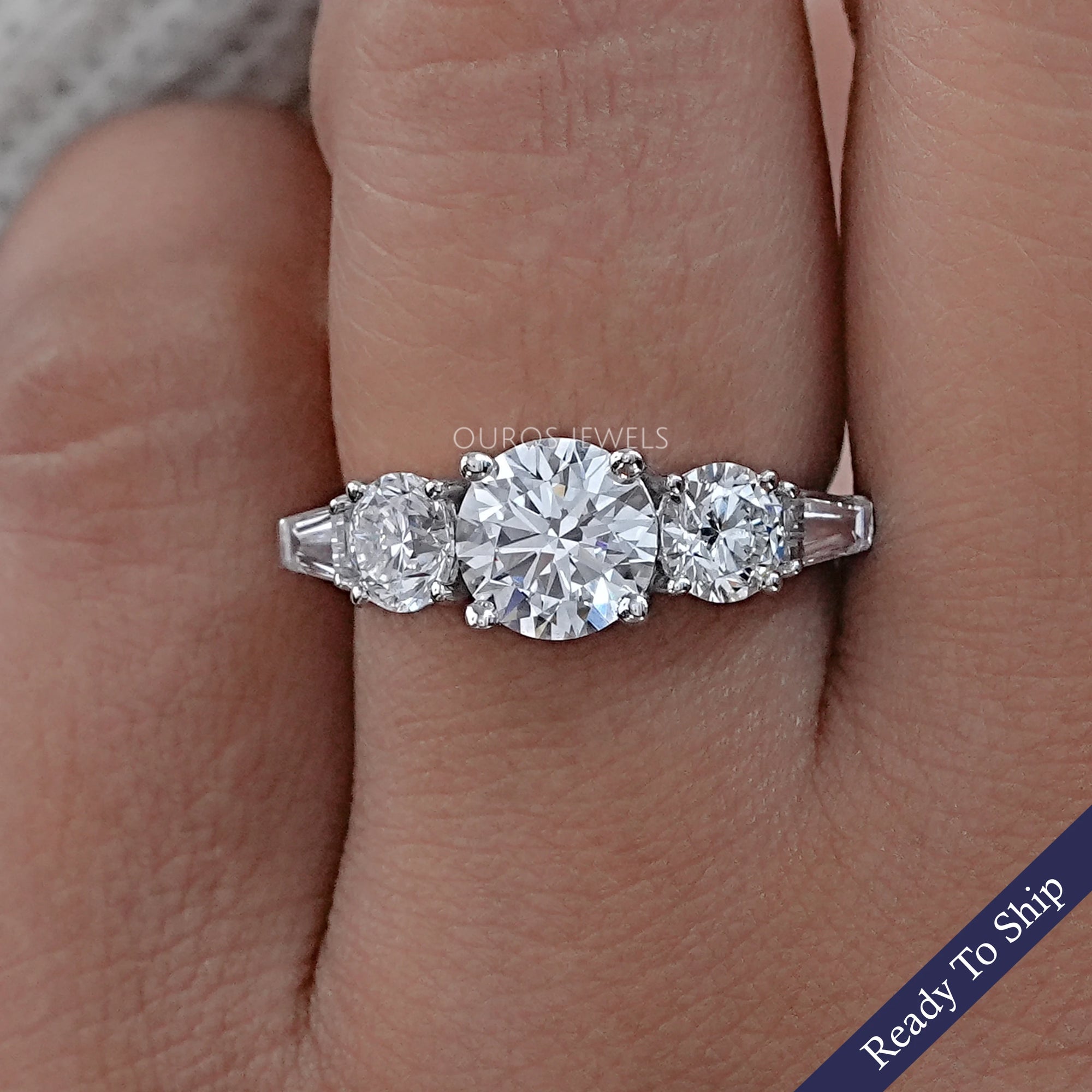 Five Stone Round Lab Diamond Engagement Ring