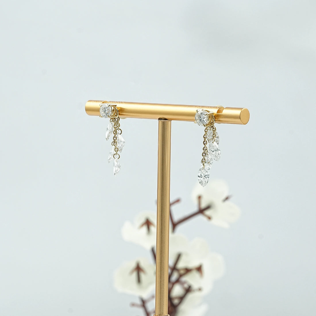Marquise Drill Lab Diamond Dangle Leaf Earrings Earring