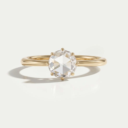 Rose Cut Round Diamond Solitaire Engagement Ring Ring