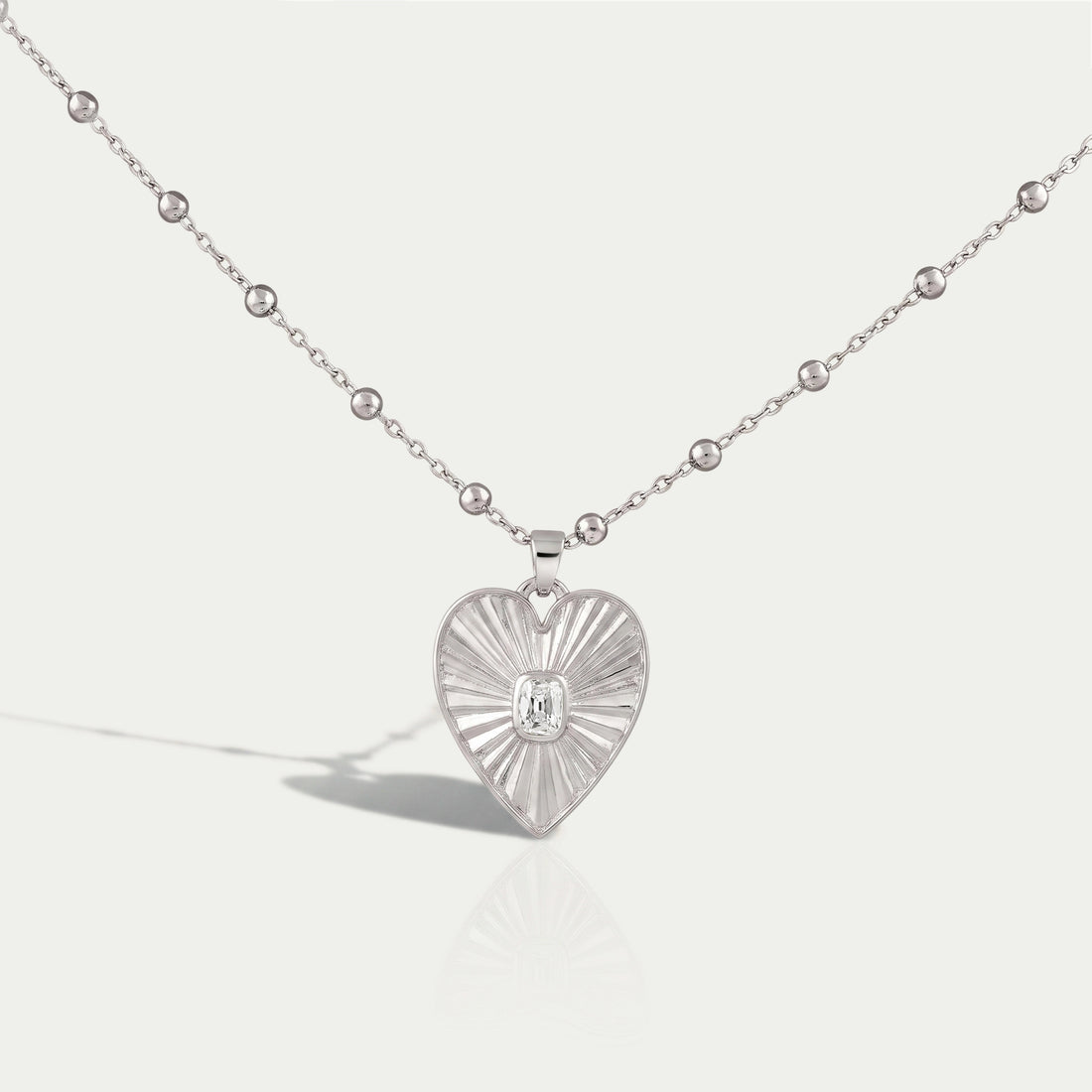 Diamond Fluted Heart shape Pendant Necklaces