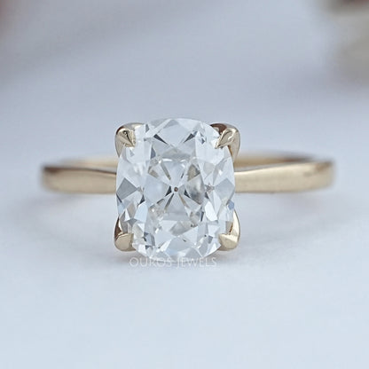 Old Mine Cushion Petal Solitaire Engagement Ring Ring