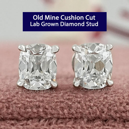 Old Mine Cushion Lab Diamond Stud Earring