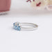 [Blue Oval Colored Diamond Engagemnet Ring In 14k White Gold]-[Ouros Jewels]