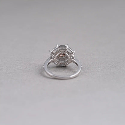 Octagon Champagne Diamond Double Halo Ring Rings