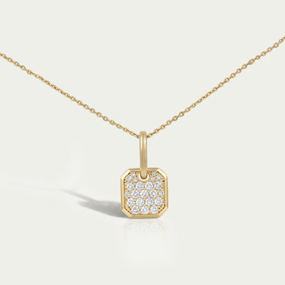 Octagon Shape Lab Diamond Pave Set Pendant Necklaces