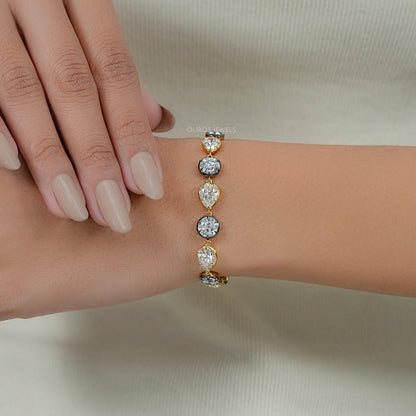 Multi Shape Diamond Button Back Tennis Bracelet