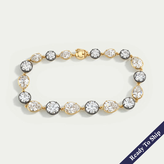 Multi Shape Diamond Button Back Tennis Bracelet