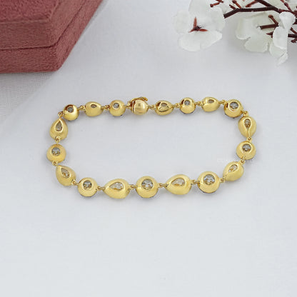 Multi Shape Diamond Button Back Tennis Bracelet