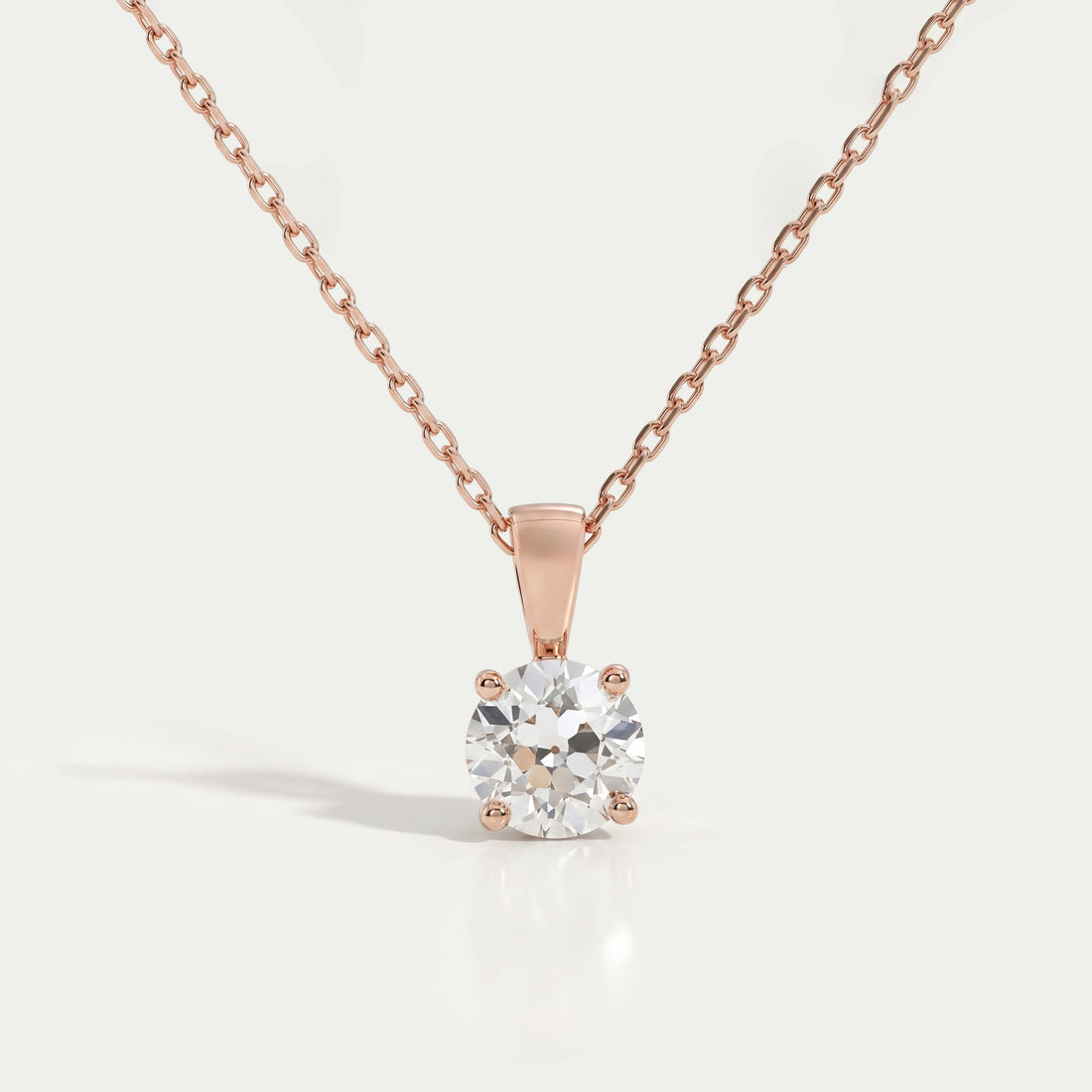 Old European Round Cut Solitaire Pendant Necklaces