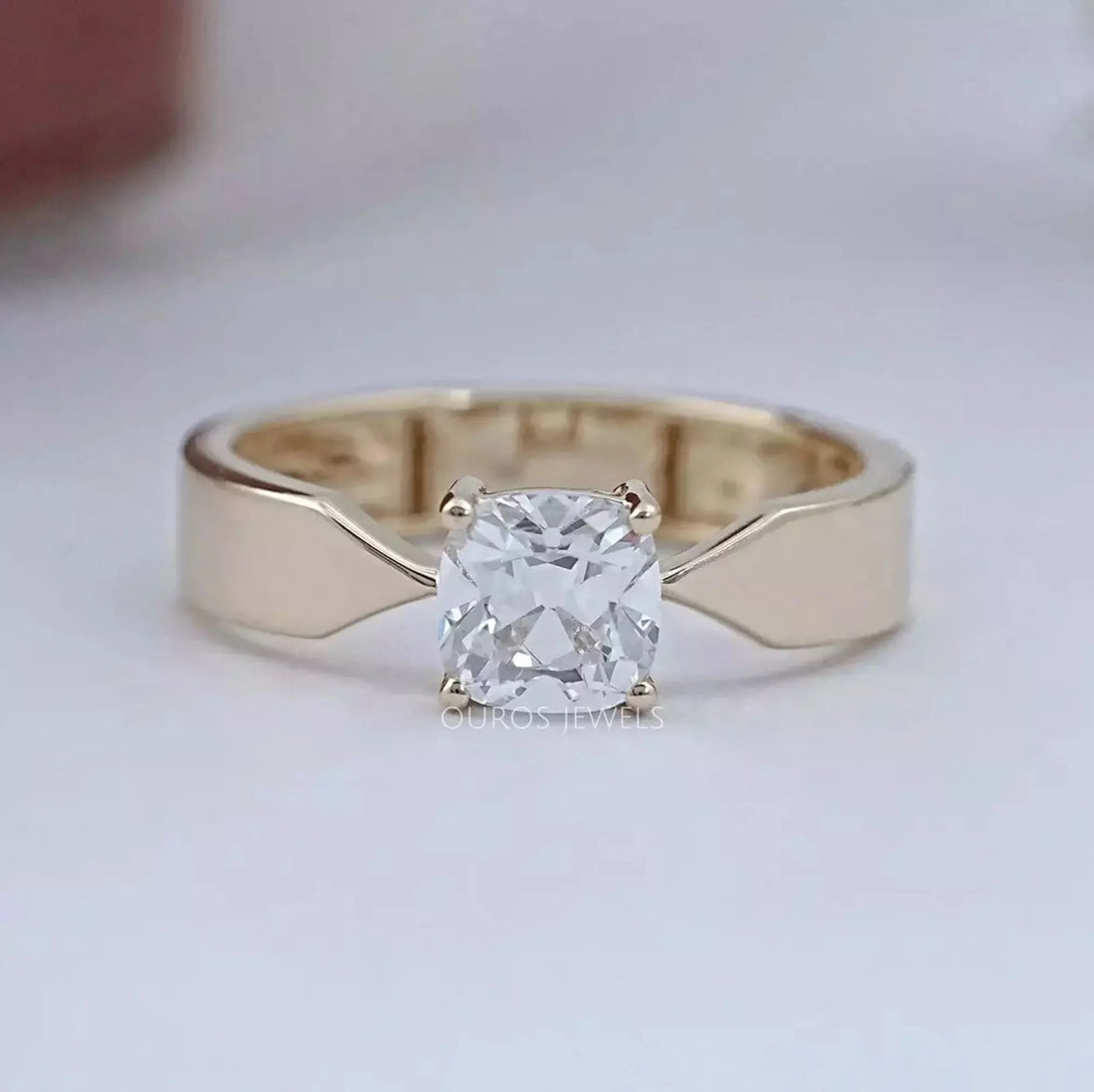 Old Mine Cushion Lab Diamond Solitaire Ring Rings