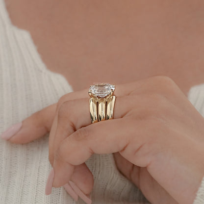 Old Mine Cushion Diamond Wide Wedding Band Ring