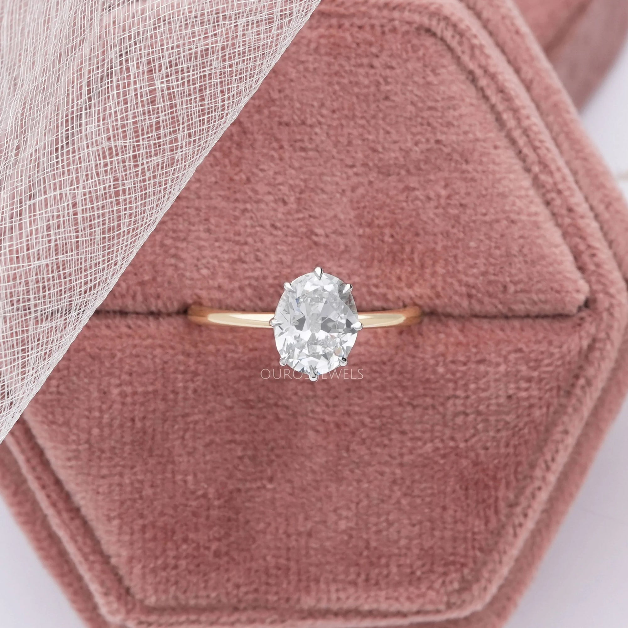 Old Mine Oval Lab Diamond Solitaire Ring Ring